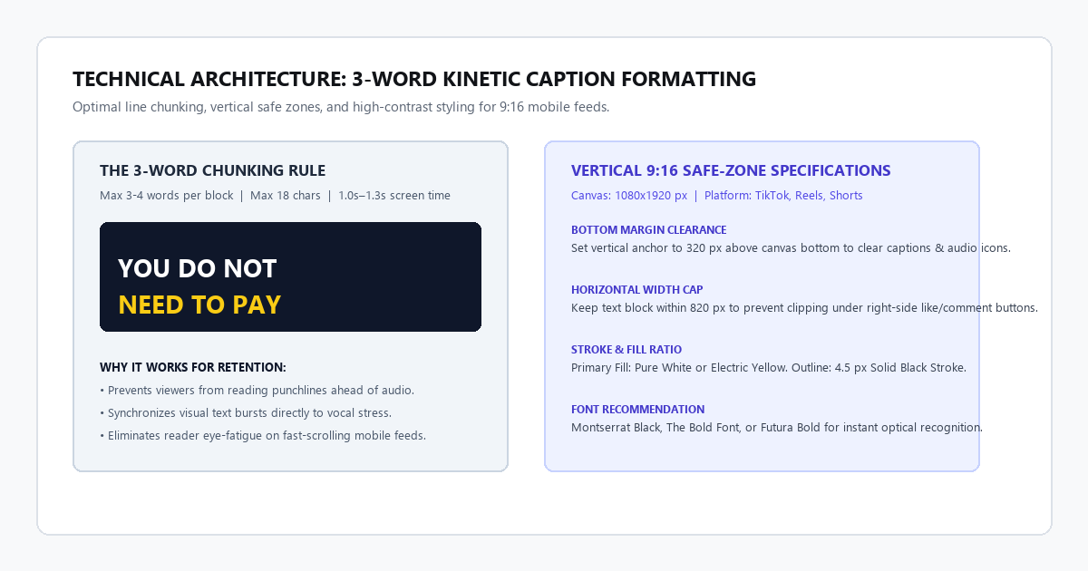 Technical Architecture: 3-Word Kinetic Caption Formatting