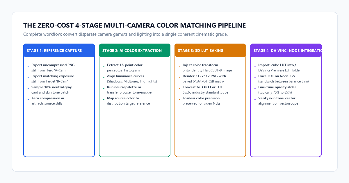 The Zero-Cost 4-Stage Multi-Camera Color Matching Pipeline