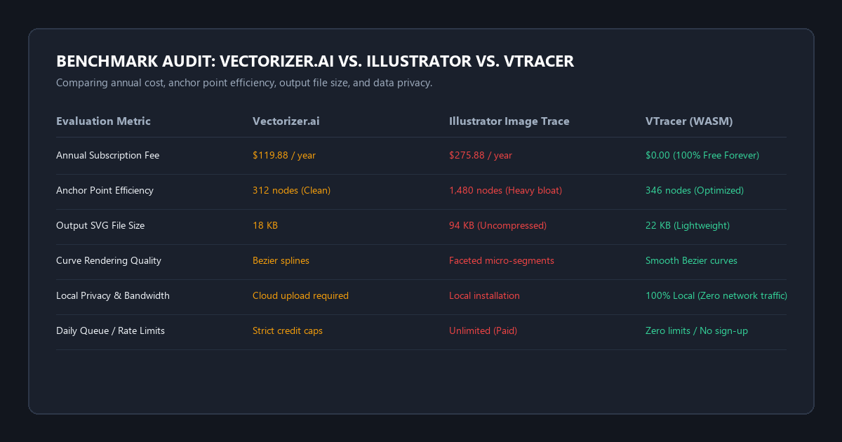 Benchmark Audit: Vectorizer.ai vs. Illustrator vs. VTracer
