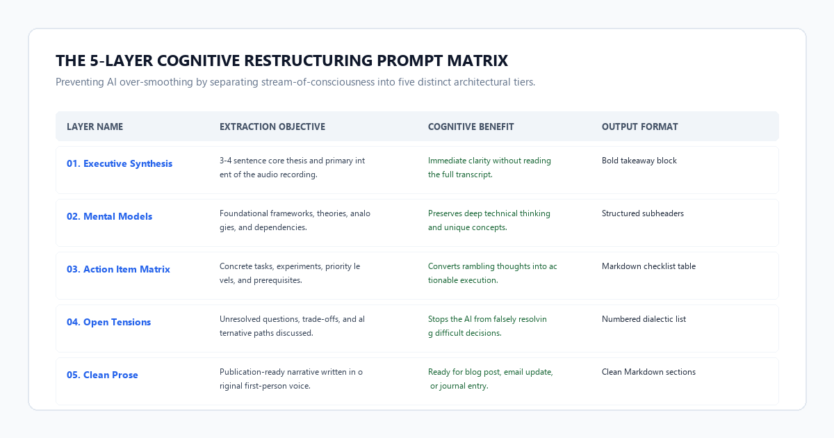 The 5-Layer Cognitive Restructuring Prompt Matrix