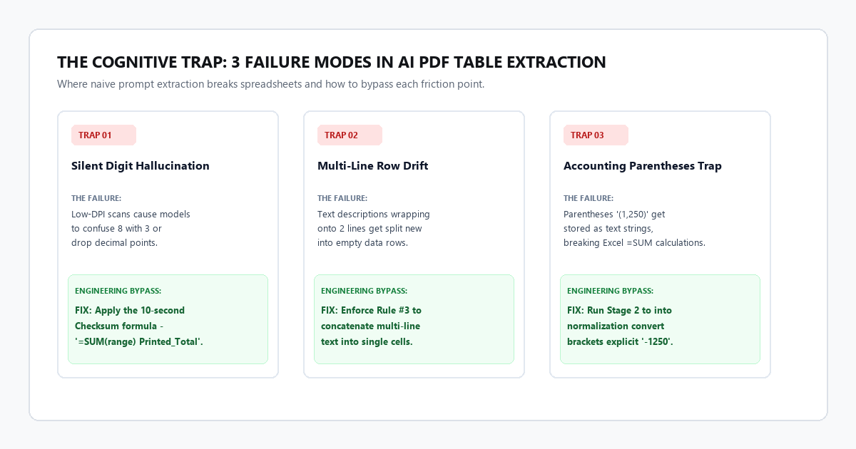 The Cognitive Trap: 3 Failure Modes in AI PDF Table Extraction