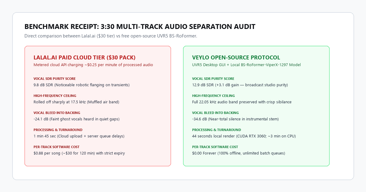 Benchmark Receipt: 3:30 Multi-Track Audio Separation Audit