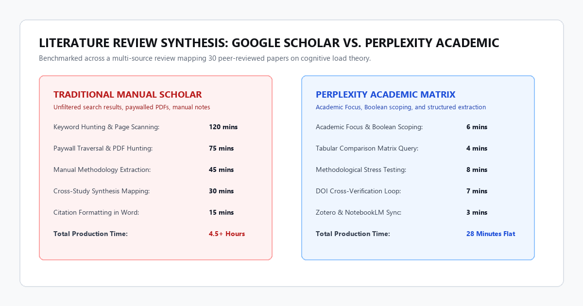 Literature Review Benchmark: Traditional Search vs Perplexity Matrix
