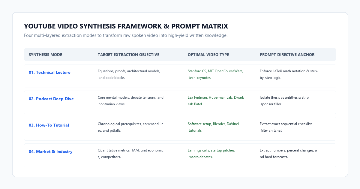 YouTube Video Synthesis Framework and Prompt Matrix